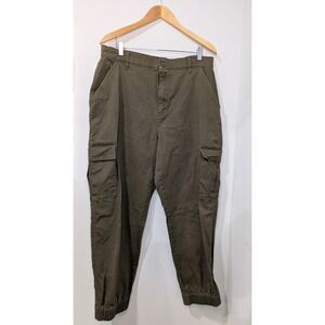 Aeropostale Cargo Jogger Pants Olive Green Elastic Waist Ankle Cuff Size XL‎